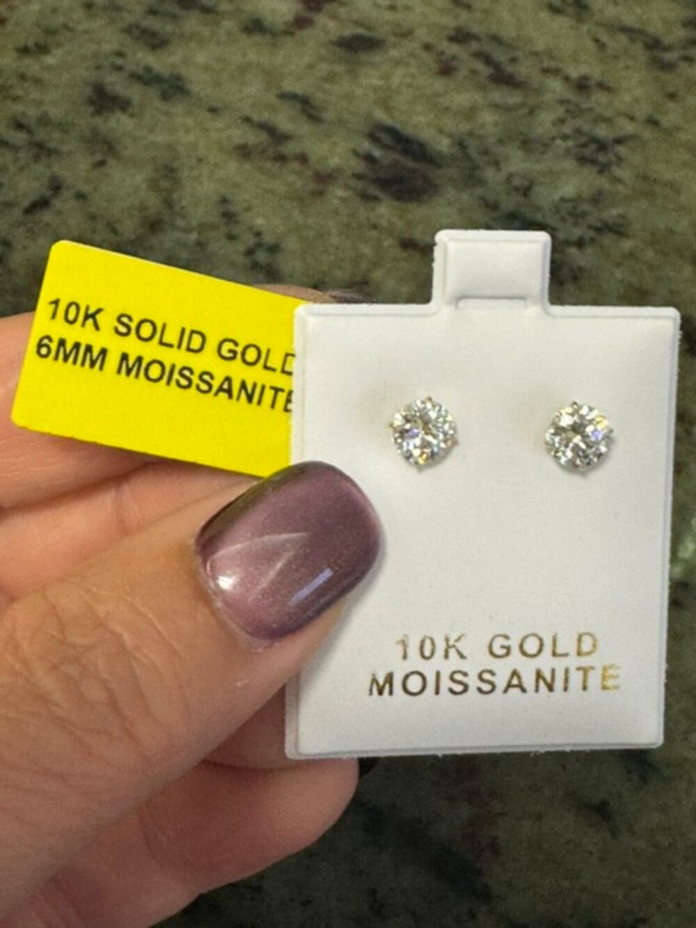 10K Solid Gold 6MM Moissanite 1.68 CTW VVSD Color Round Stud Earrings - NWT